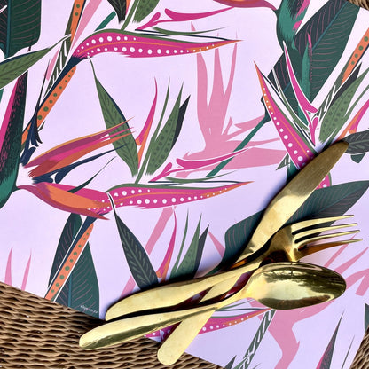 Birds of Paradise Pink Paper Placemats