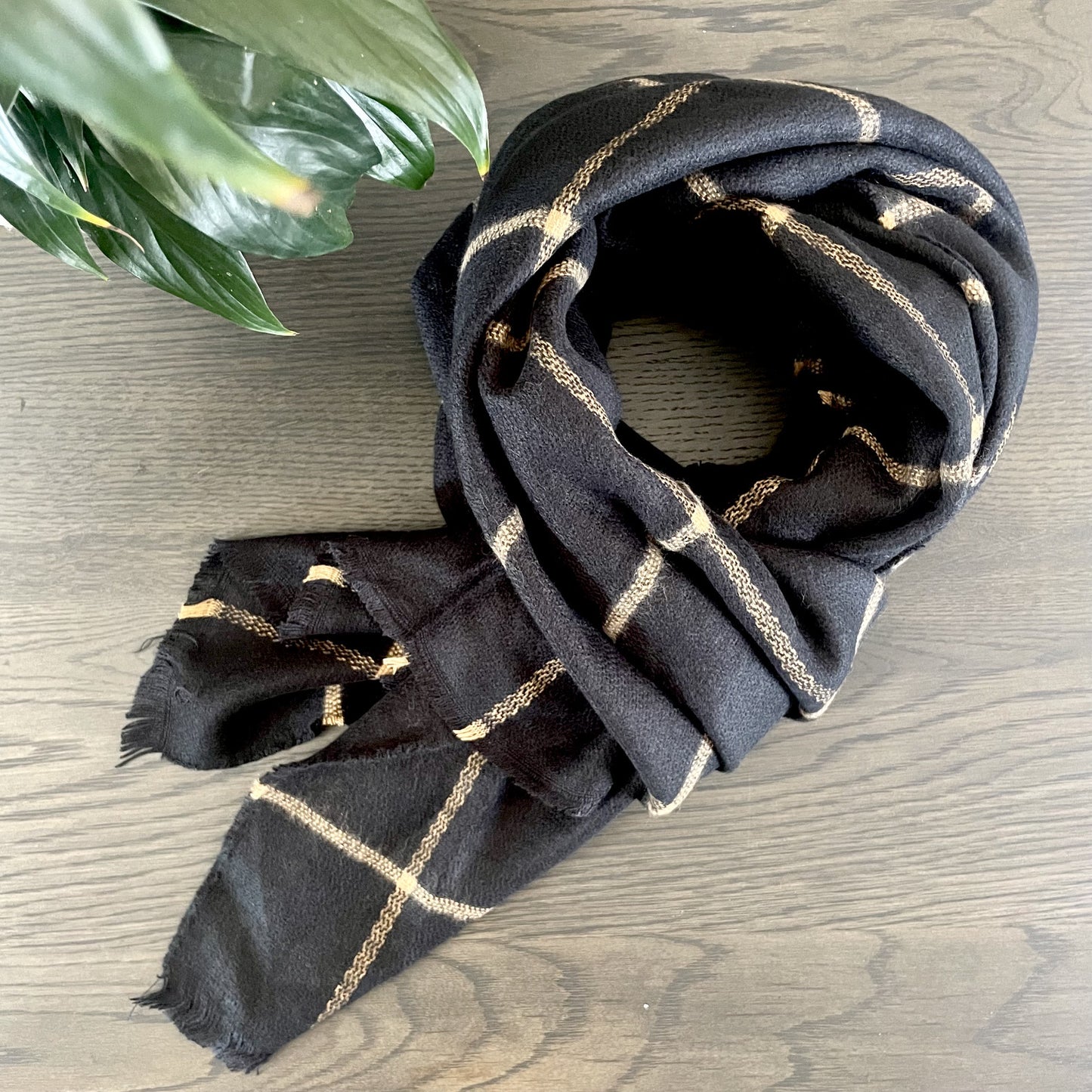 Black Plaid Winter Scarf