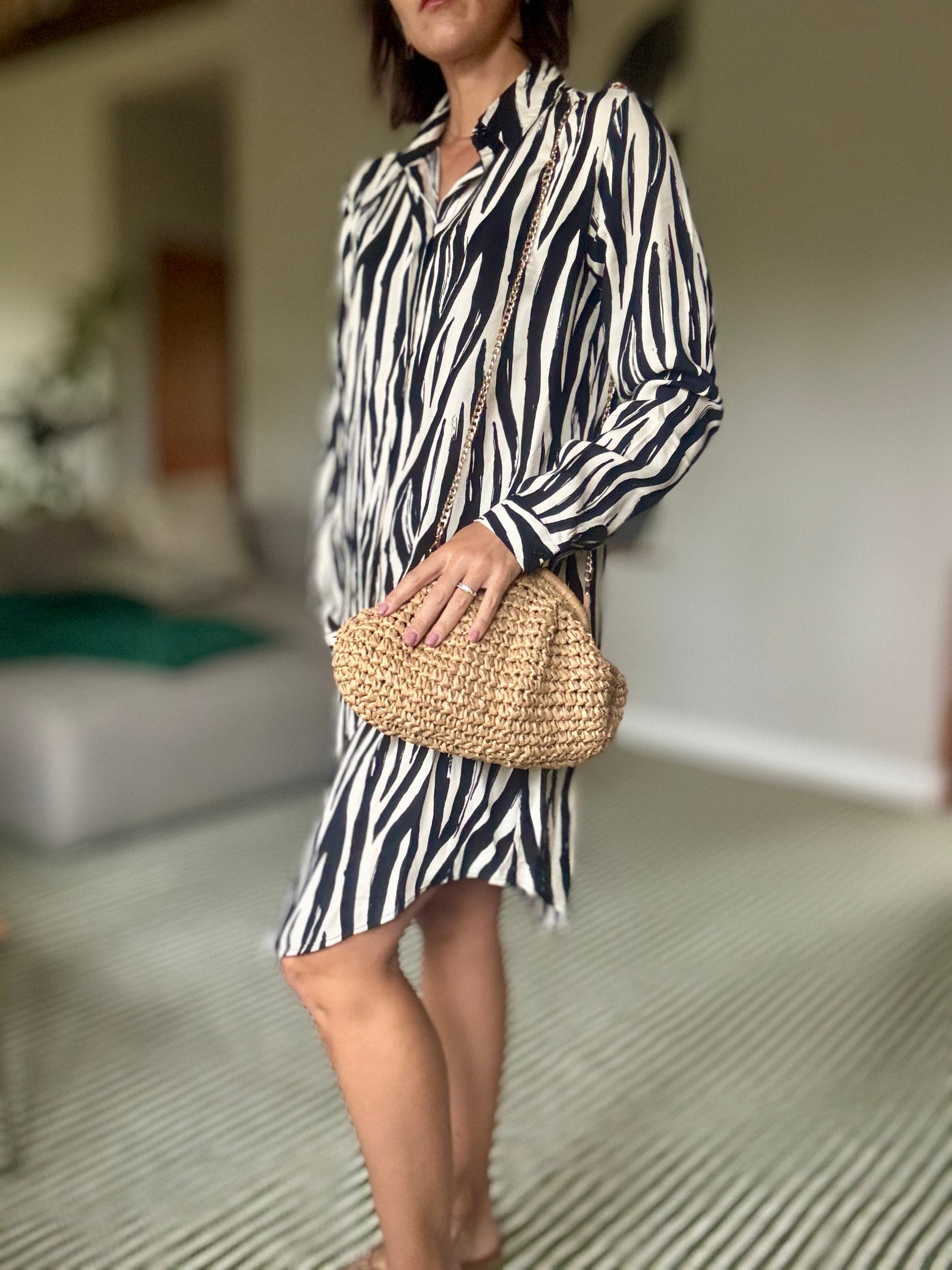Midi Shirt Dresses in Black and Beige