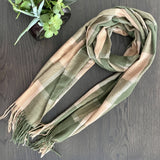 Green and Beige Check Winter Scarf