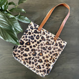 Leather and Fabric Tote Bags in Cougar Print