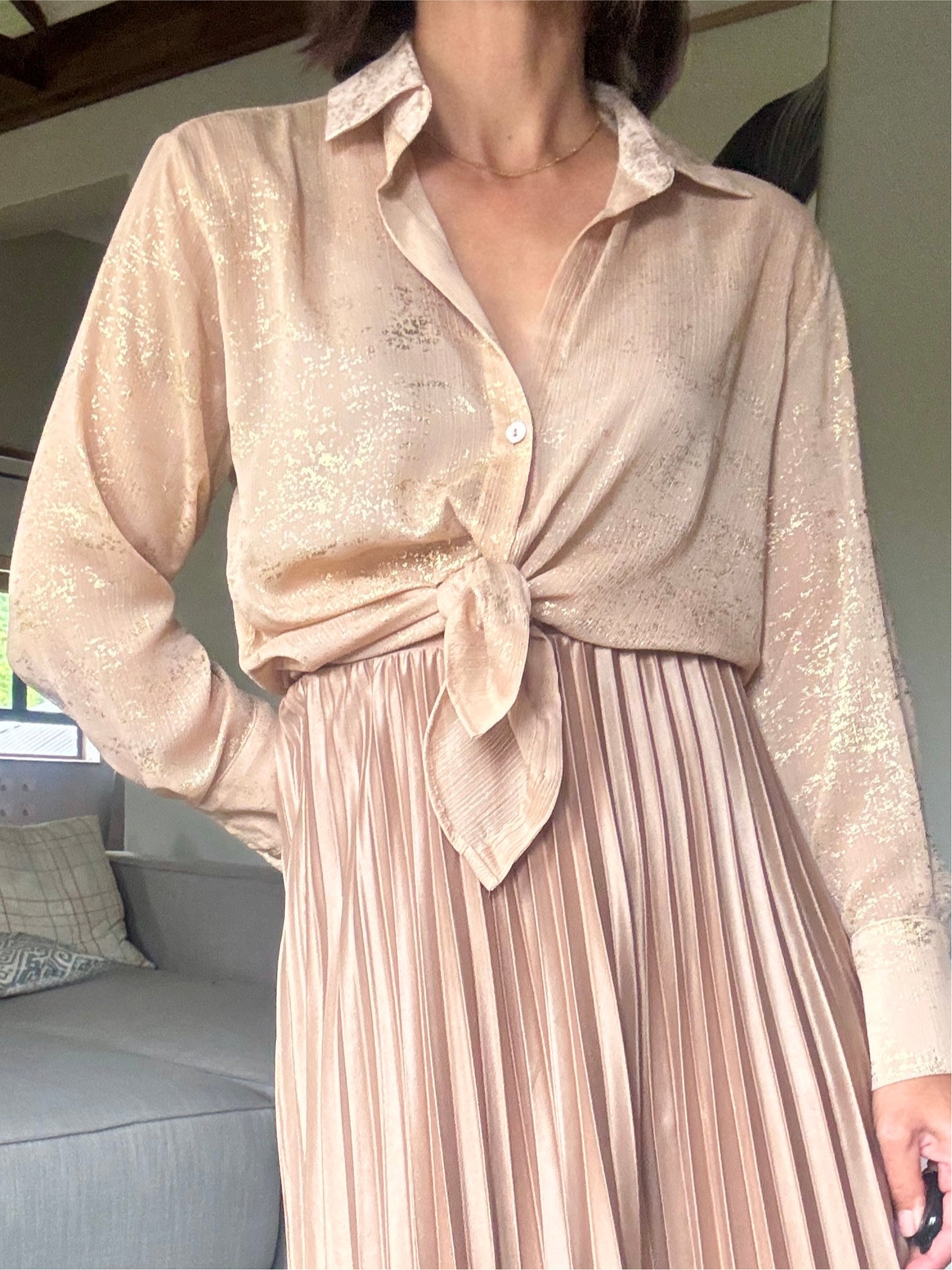 Gold and Champagne Shirt - iszi ONLINE