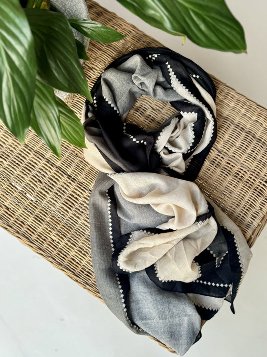 Beige, Grey and Black Modern Scarf - iszi ONLINE