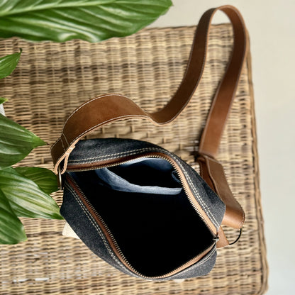 Canvas and Leather Kingfisher Birding Sling Bag - iszi ONLINE