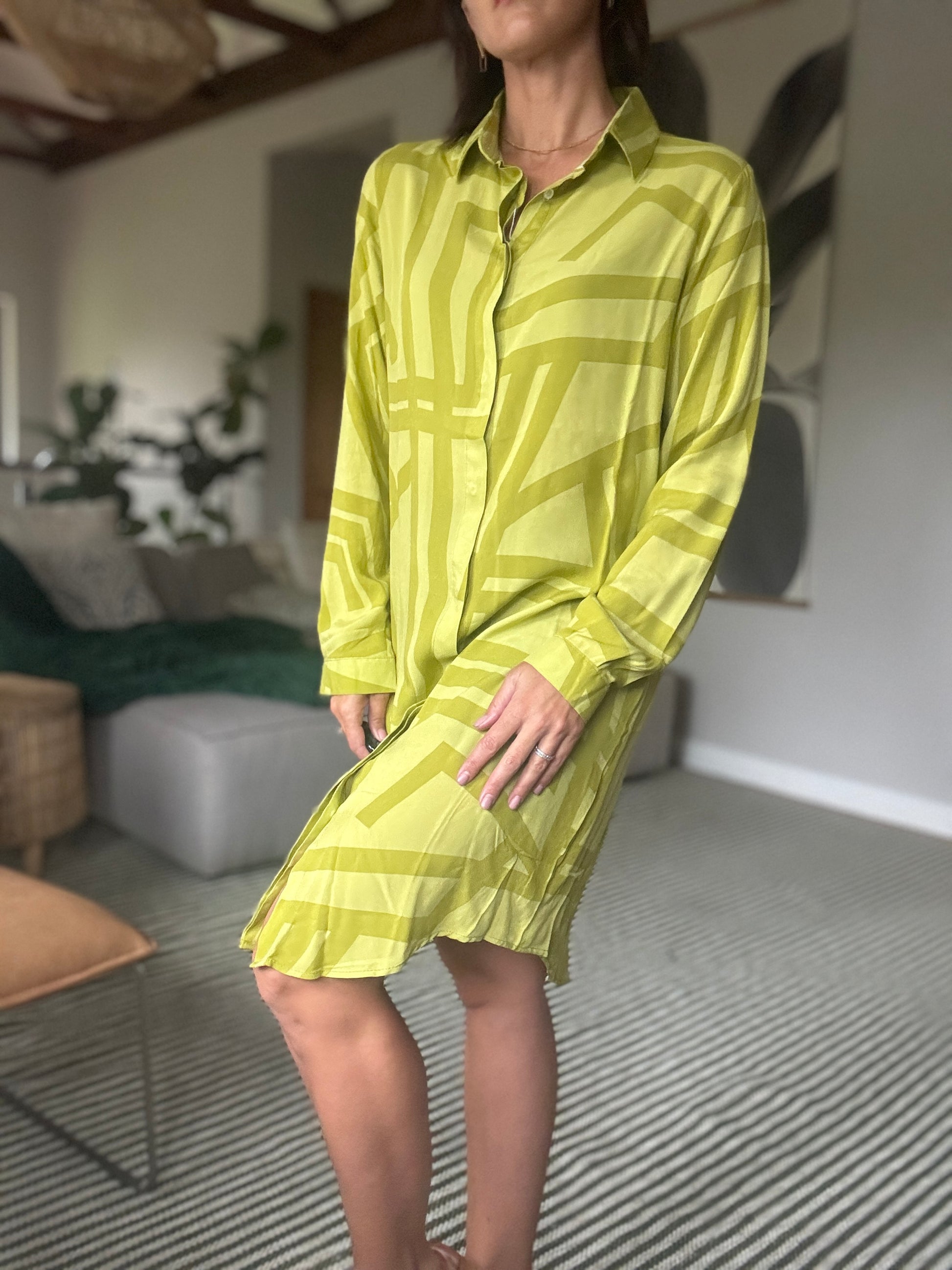 Midi Shirt Dresses in Citron