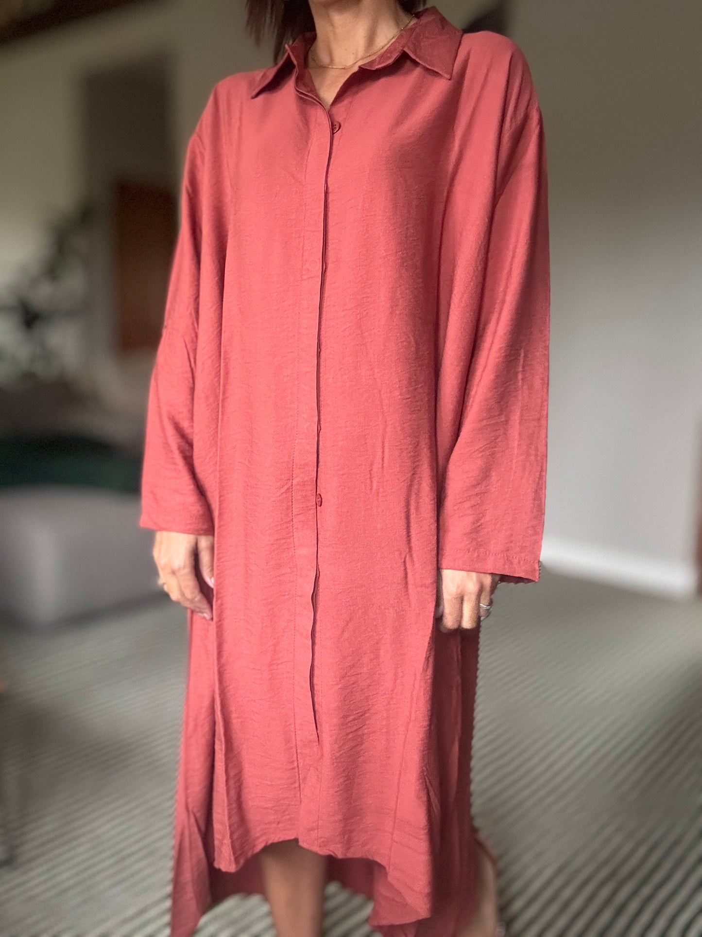 Maxi Shirt Dress in Burnt Sienna