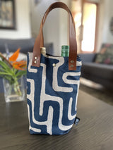 Double Fabric Wine Bag in Nola Tranquil