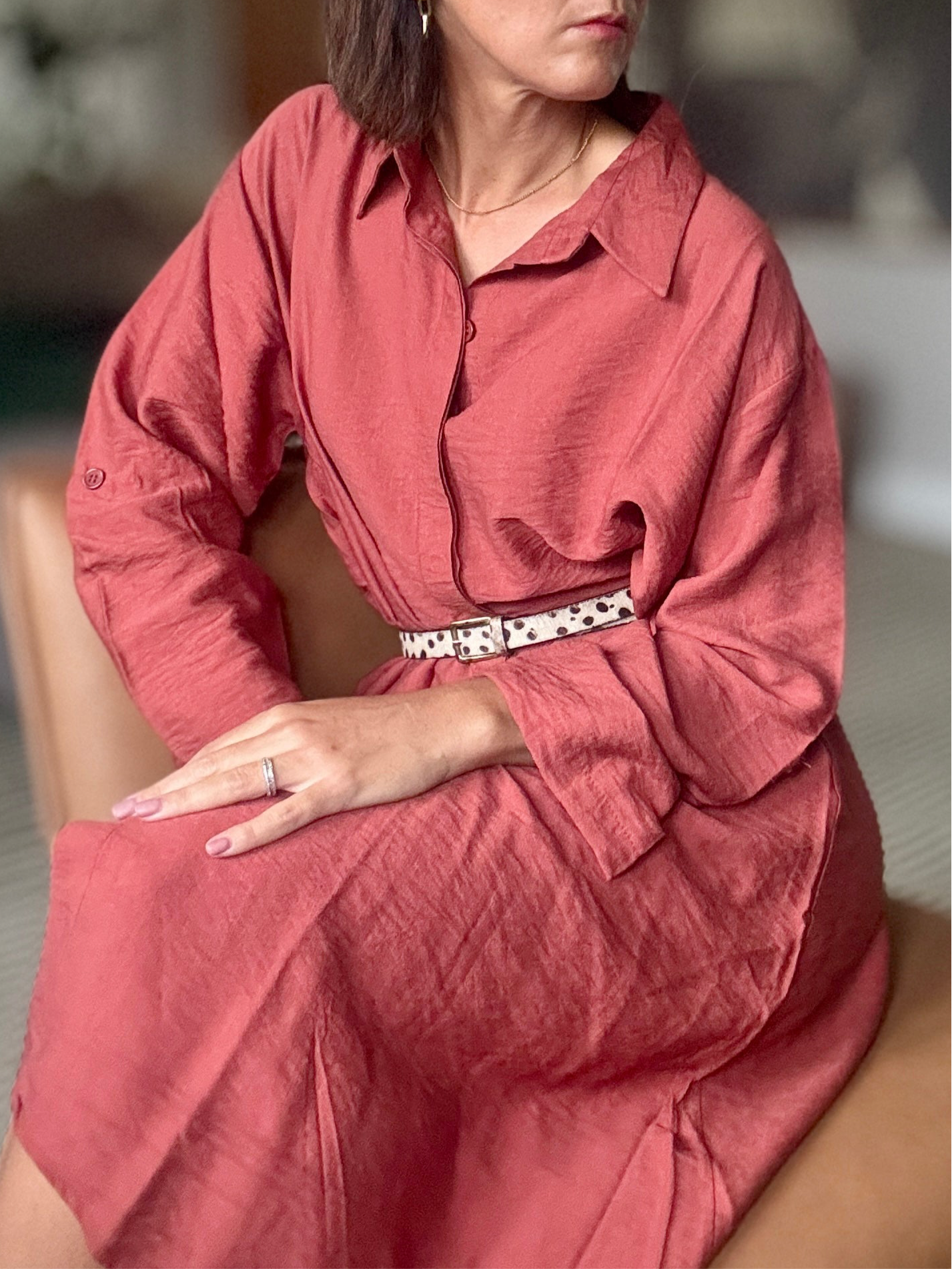 Maxi Shirt Dress in Burnt Sienna