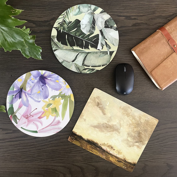 New Leaves, Botanical Floral and Field Mouse Pad