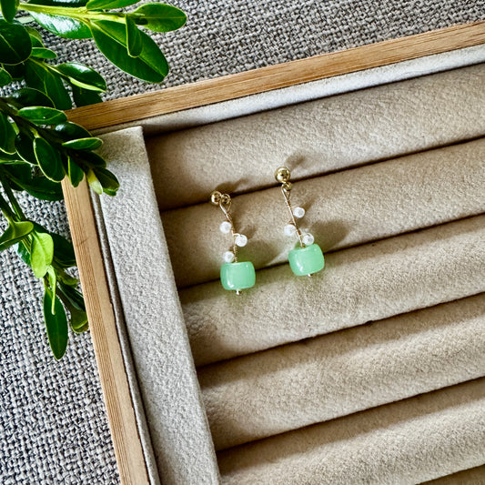 Sage and Pearl Earrings