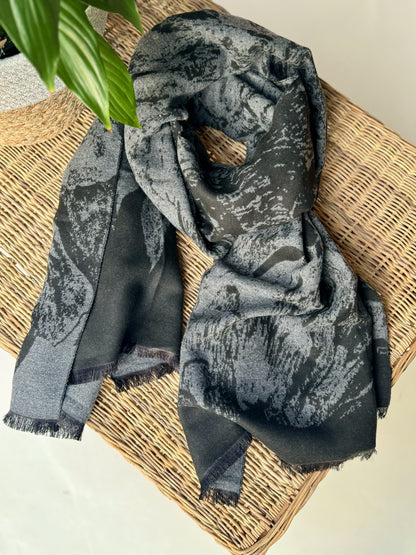 Dark Botanical Pashmina - iszi ONLINE