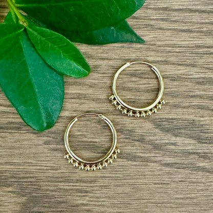 Hoop Earrings with gold bead detail