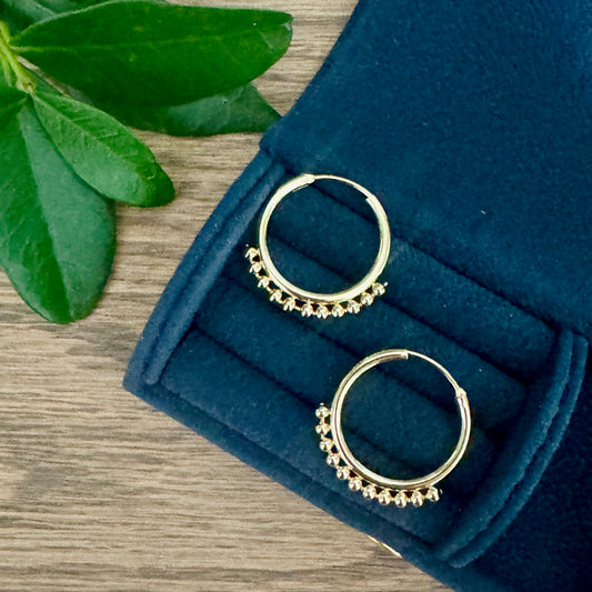 Hoop Earrings with gold bead detail