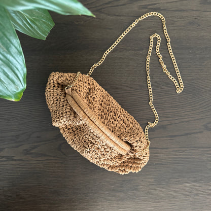 Natural Straw Cross Body Bag