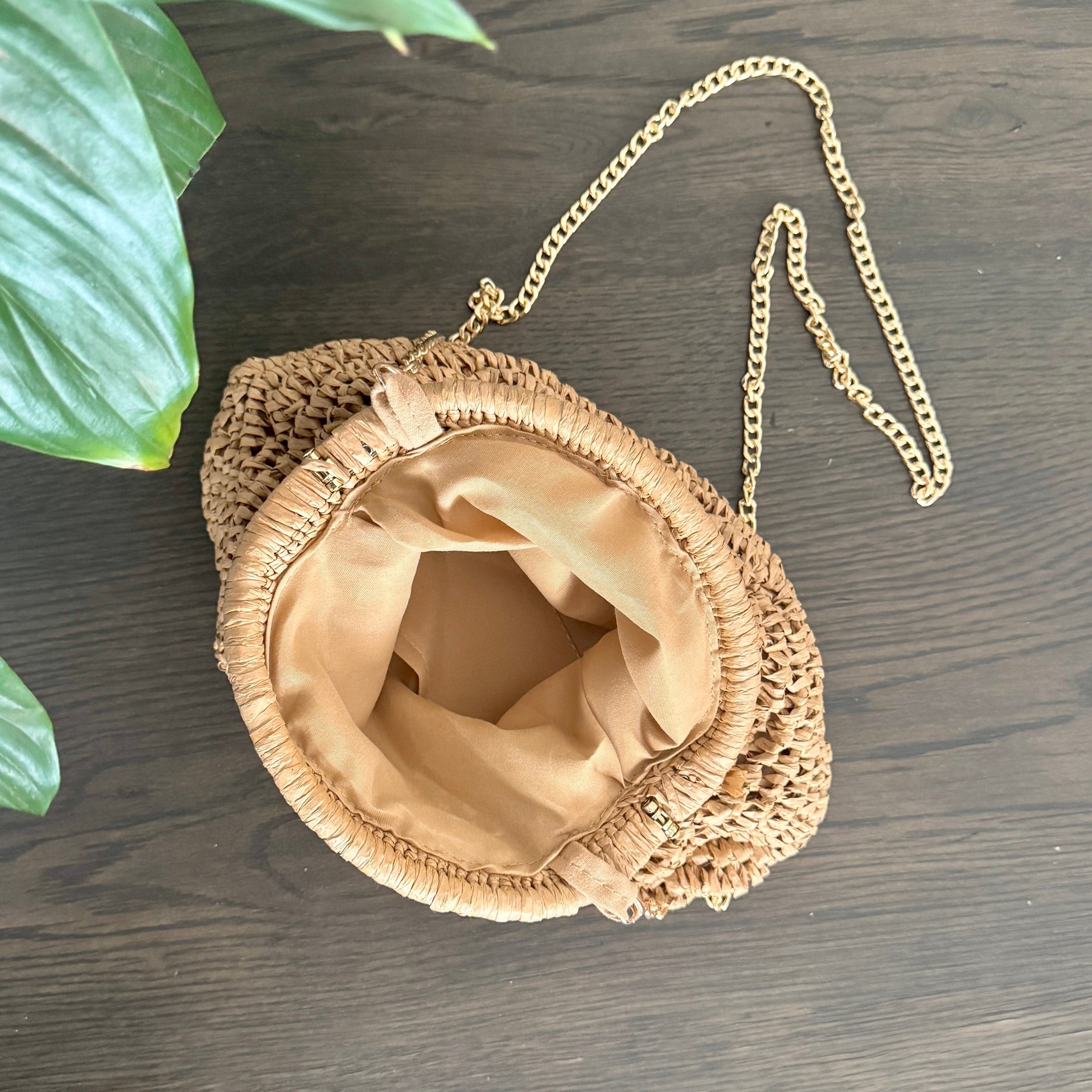 Natural Straw Cross Body Bag