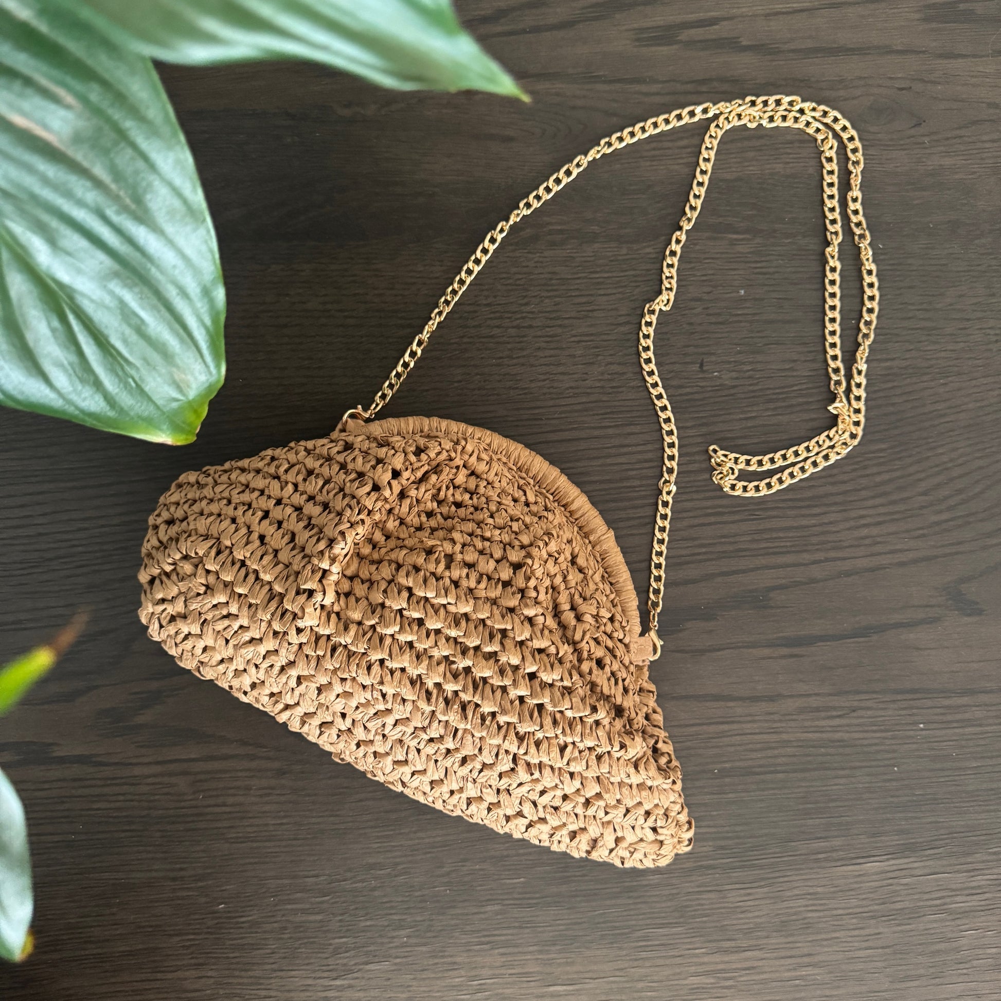 Natural Straw Cross Body Bag