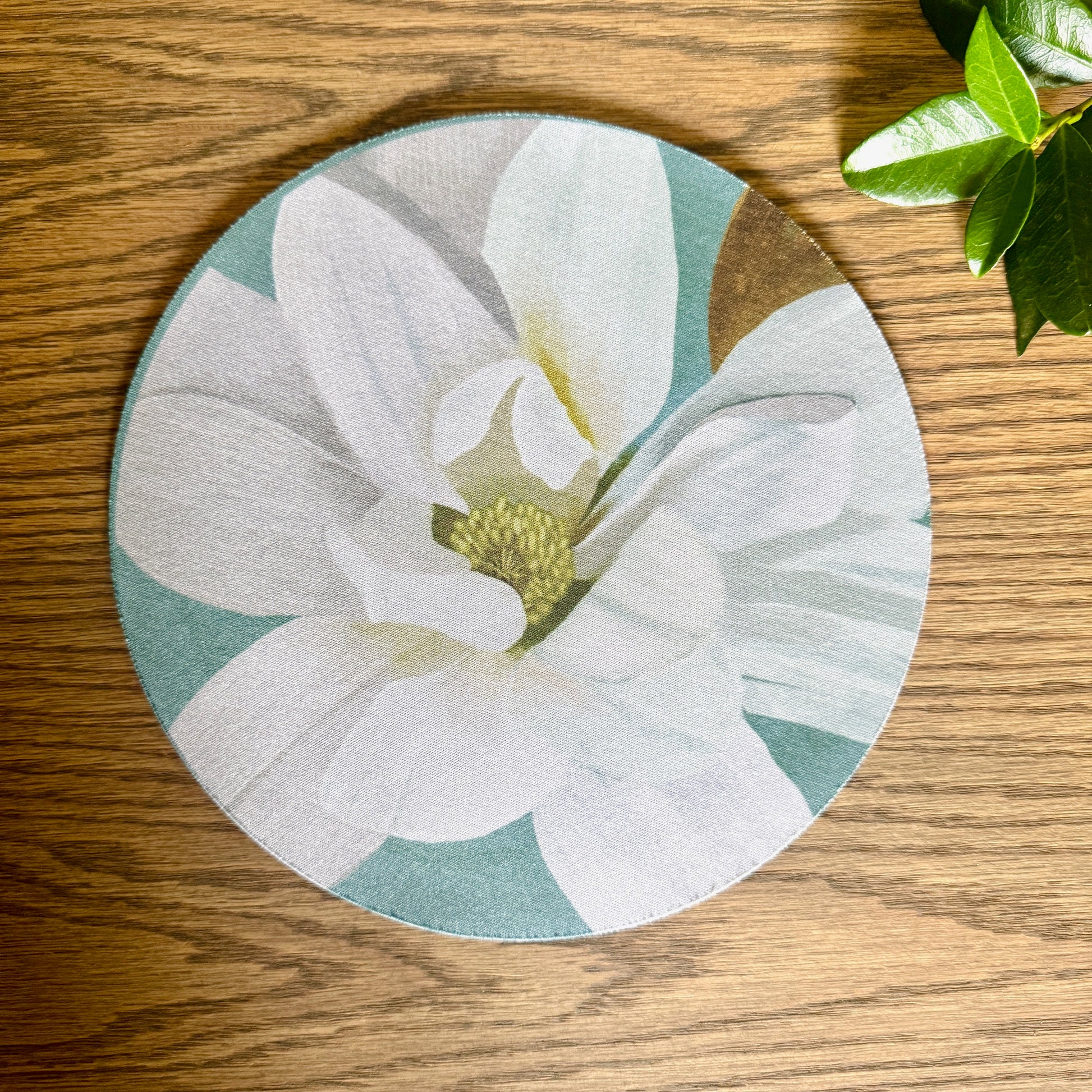 Round White Cosmos Mousepad