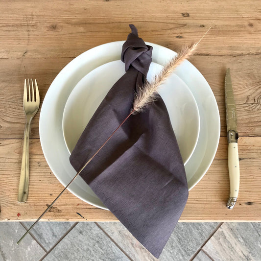 100% Linen Charcoal Napkin - set of 2 - iszi ONLINE