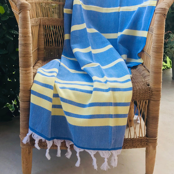 Turkish Towel in Blue and Yellow