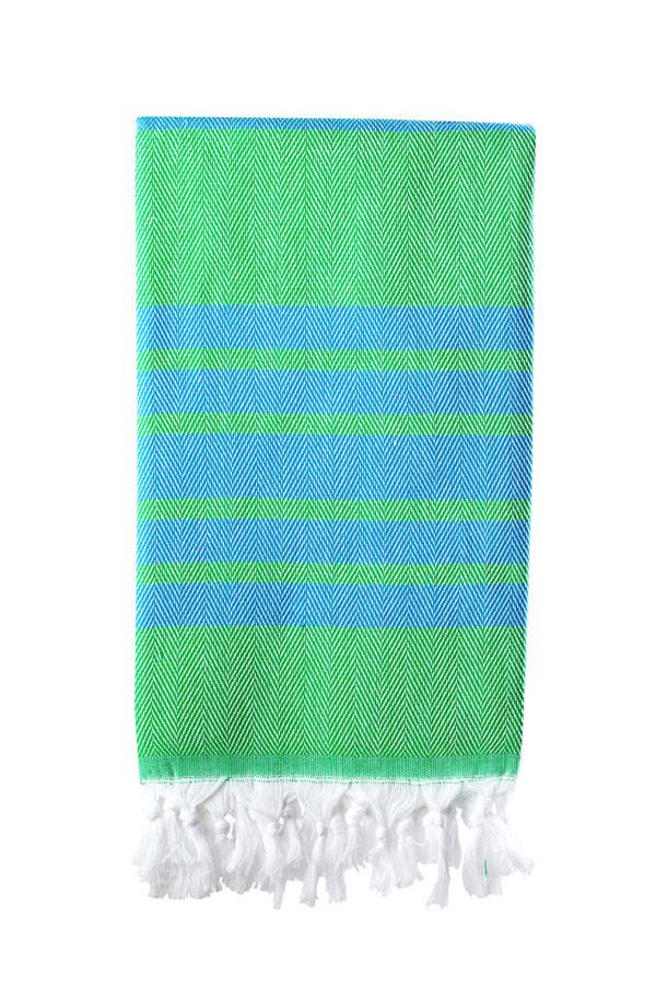 Green and blue Turkish towel