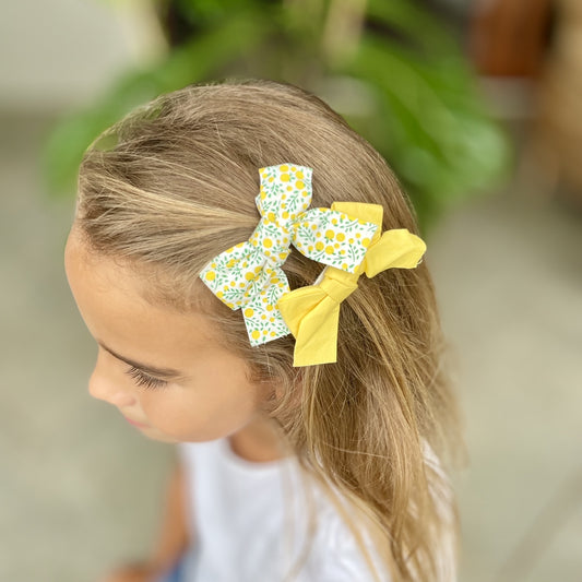 Girls Hair Clips- Yellow Floral - iszi ONLINE