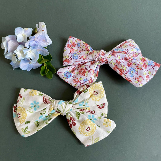 Large Girls Hair Clips- Yellow and Orange Floral - iszi ONLINE