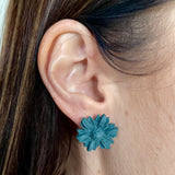 floral Polymer Clay emerald green stud earrings