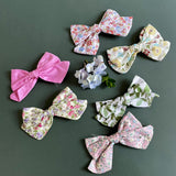 Large Girls Hair Clips- Green and Pink Floral - iszi ONLINE