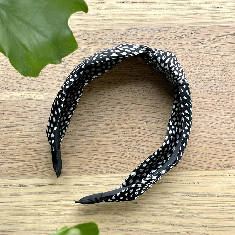 Speckle Silk Knot Alice Band - Black side view