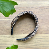 Speckle Silk Knot Alice Band - Brown side view