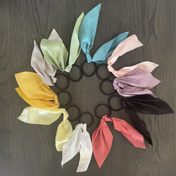 Variety of 10 different color Bow Hair Ties