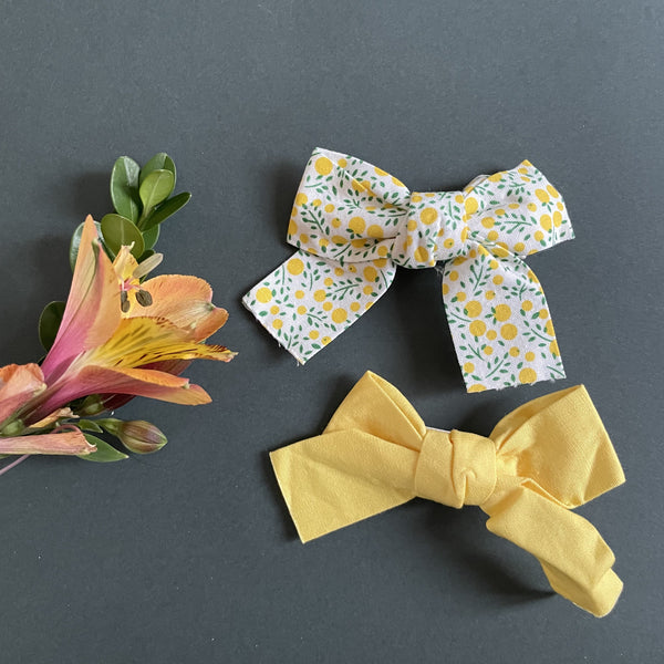 Girls Hair Clips- Yellow Floral