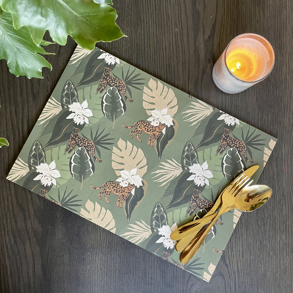 Leopard and Leaves Paper Placemats