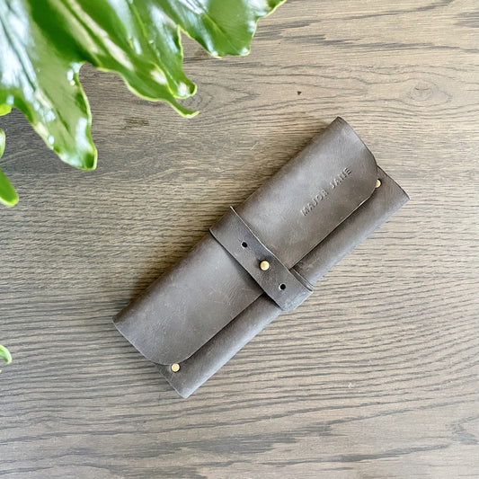 Leather Jewellery Roll-up - Black - iszi ONLINE