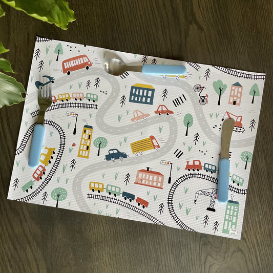 Kids City and Cars Vinyl Placemat - iszi ONLINE