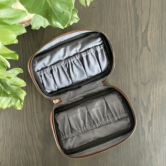 Leather Utility/Cosmetic Bag opened up