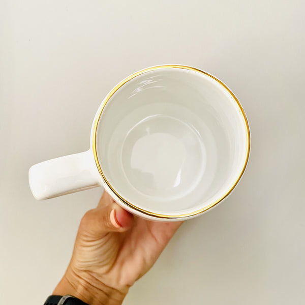 Gold Rim White Mug