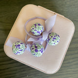 Purple Bow and Ball Hair Tie - Set of 2
