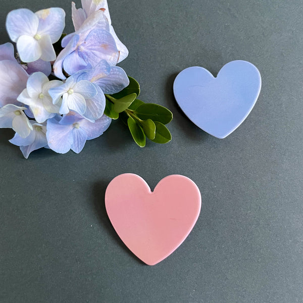 Heart Hair clip - Blue and Peach