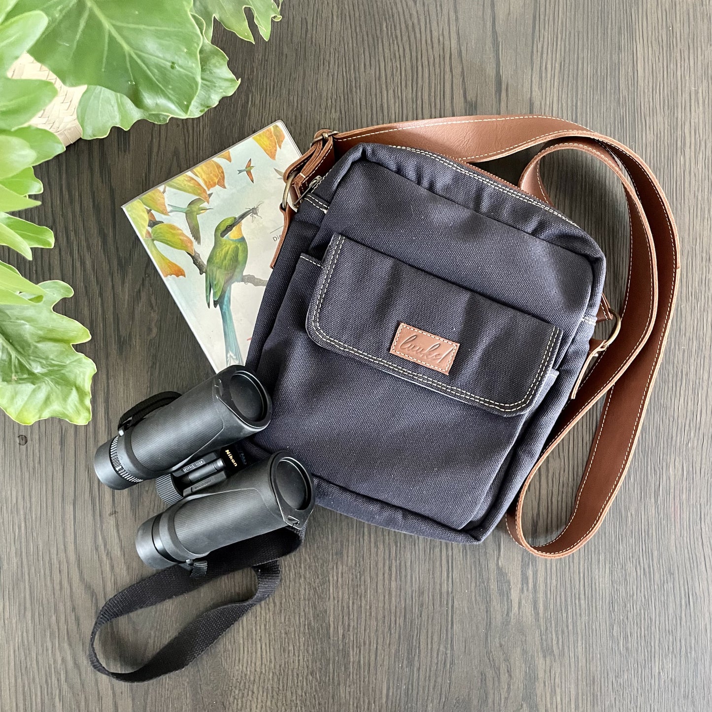 Canvas and Leather Kingfisher Birding Sling Bag