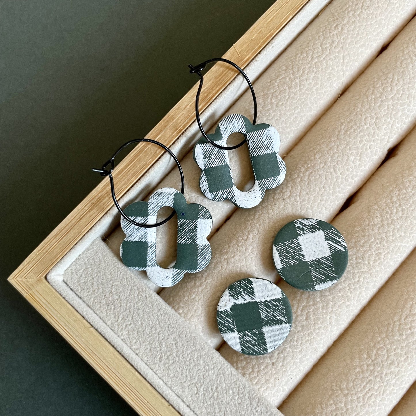 Dark Sage Polymer Clay Drop Earrings (set of 2) - iszi ONLINE