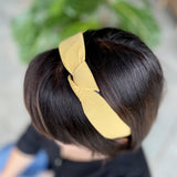 Yellow Knot Alice Band on Head