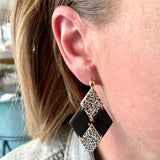 Gold, Black and Leopard print Statement earrings
