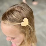 Girls Heart Hair Clips - Yellow and white