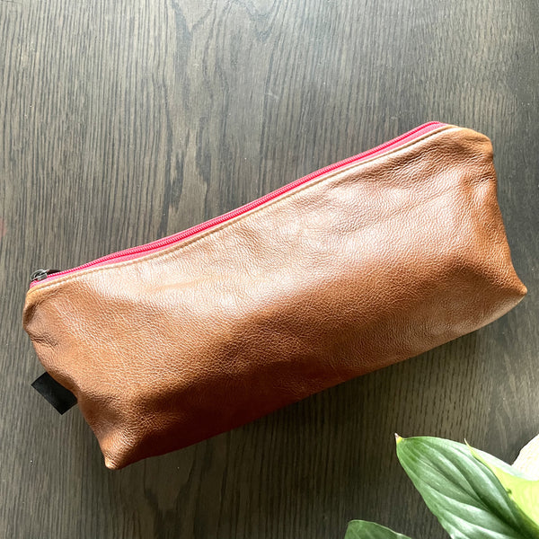 Leather Pencil Bag - Large Toffee