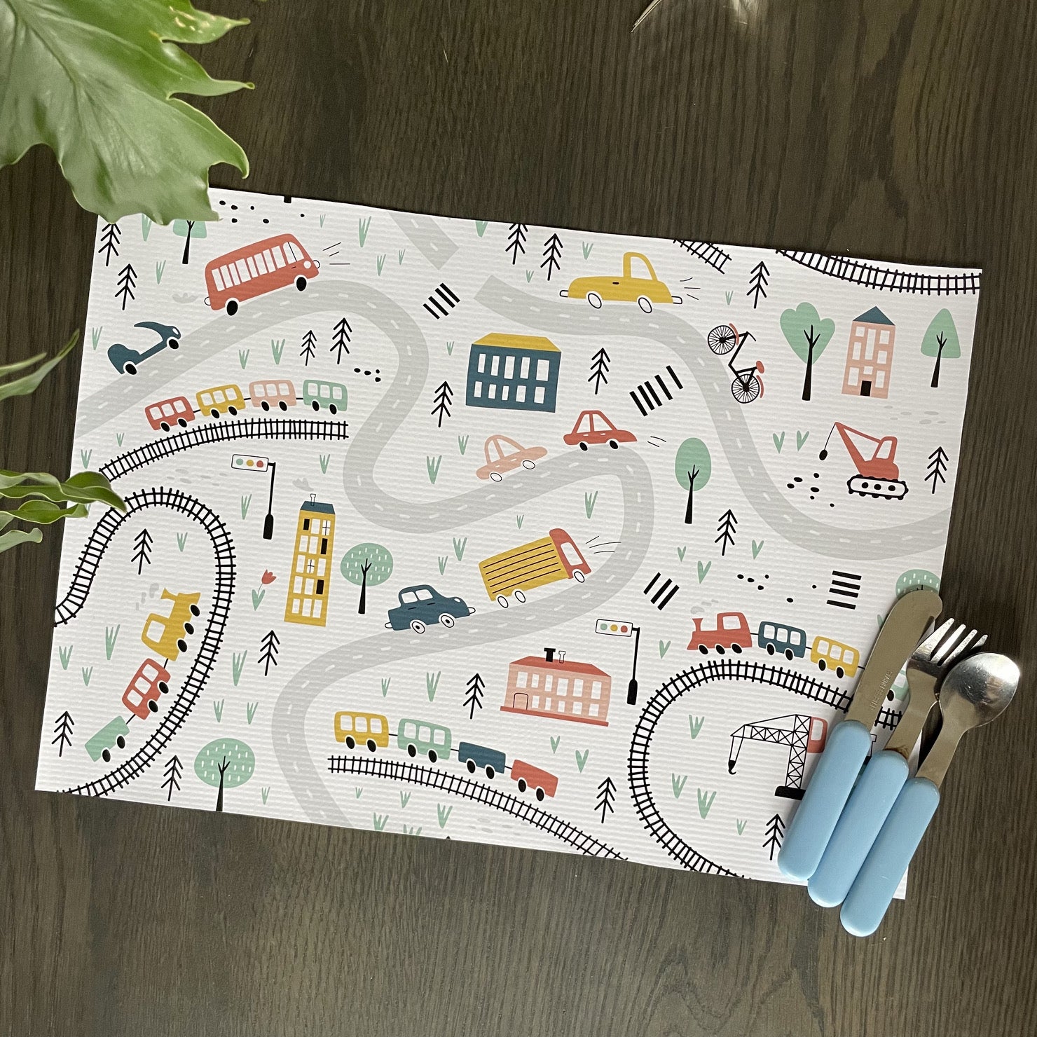 Kids City and Cars Vinyl Placemat - iszi ONLINE