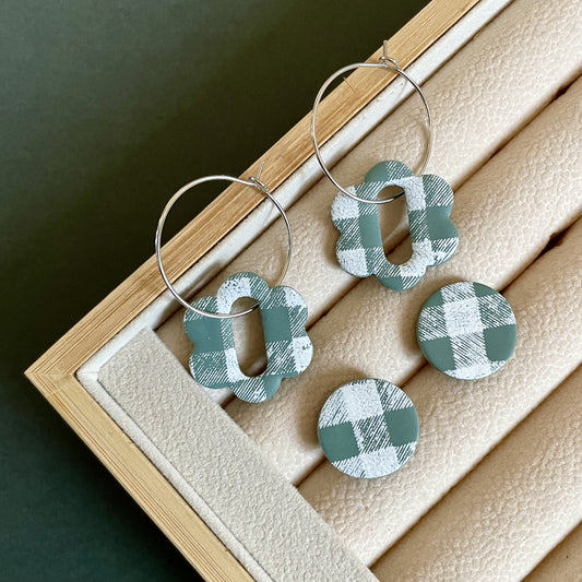 Light Sage Polymer Clay Drop Earrings (Set of 2) - iszi ONLINE