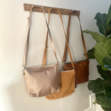 Stowe leather Bags in Metallic Pink, Tan and Toffee