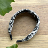Speckle Silk Knot Alice Band - White side view