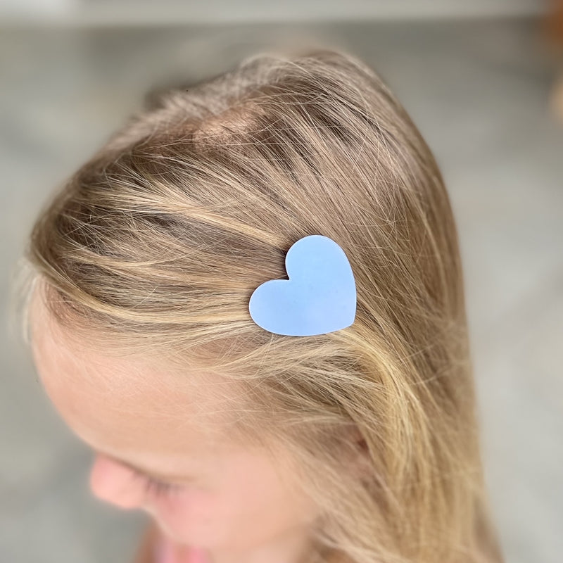 Girls Heart Hair Clips - Blue and Peach